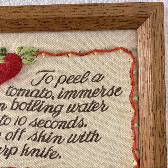 Vintage Handmade Framed Embroidered Kitchen Tips Wall Decor - Picture 5 of 13